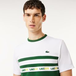 Vetements De Sport | LACOSTE T-Shirt Tennis En Pique Ultra-Dry A Bande Siglee