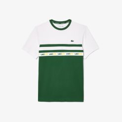 Vetements De Sport | LACOSTE T-Shirt Tennis En Pique Ultra-Dry A Bande Siglee