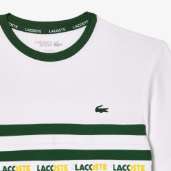 Vetements De Sport | LACOSTE T-Shirt Tennis En Pique Ultra-Dry A Bande Siglee