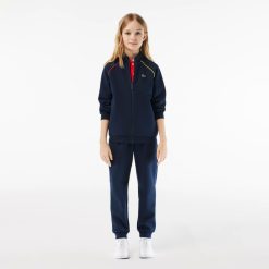 Vetements Fille | LACOSTE Sweatshirt Zippe Avec Details Contrastes