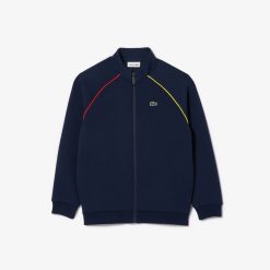 Vetements Fille | LACOSTE Sweatshirt Zippe Avec Details Contrastes