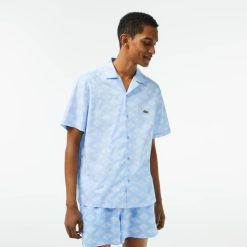 Chemises | LACOSTE Chemise A Manches Courtes Homme Lacoste Avec Imprime Monogramme