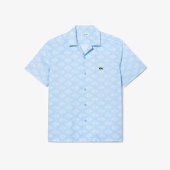 Chemises | LACOSTE Chemise A Manches Courtes Homme Lacoste Avec Imprime Monogramme