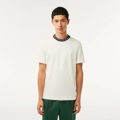 T-Shirts | LACOSTE T-Shirt Avec Col Raye En Mini Pique Stretch