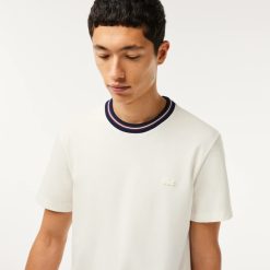 T-Shirts | LACOSTE T-Shirt Avec Col Raye En Mini Pique Stretch