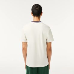 T-Shirts | LACOSTE T-Shirt Avec Col Raye En Mini Pique Stretch