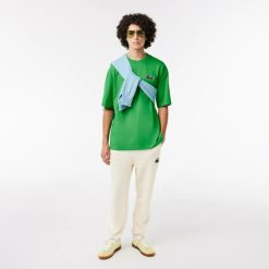 T-Shirts | LACOSTE T-Shirt Unie Loose Fit Avec Grand Crocodile Coton Epais