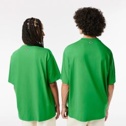 T-Shirts | LACOSTE T-Shirt Unie Loose Fit Avec Grand Crocodile Coton Epais