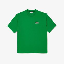 T-Shirts | LACOSTE T-Shirt Unie Loose Fit Avec Grand Crocodile Coton Epais