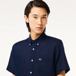 Chemises | LACOSTE Chemise A Manches Courtes Homme Lacoste En Lin