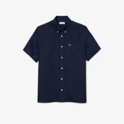 Chemises | LACOSTE Chemise A Manches Courtes Homme Lacoste En Lin