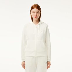 Survetements | LACOSTE Sweatshirt Zippe A Capuche Jogger Femme Lacoste En Molleton Biologique