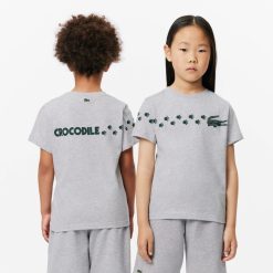 Vetements Fille | LACOSTE T-Shirt En Coton Imprime Crocodile