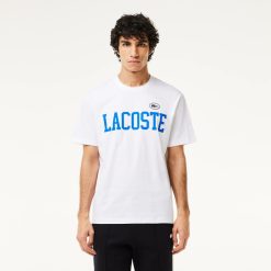 T-Shirts | LACOSTE T-Shirt En Coton Avec Imprime Et Badge Contraste