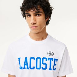 T-Shirts | LACOSTE T-Shirt En Coton Avec Imprime Et Badge Contraste