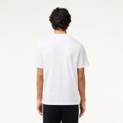 T-Shirts | LACOSTE T-Shirt En Coton Avec Imprime Et Badge Contraste