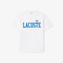 T-Shirts | LACOSTE T-Shirt En Coton Avec Imprime Et Badge Contraste