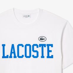 T-Shirts | LACOSTE T-Shirt En Coton Avec Imprime Et Badge Contraste