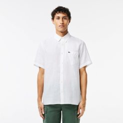 Chemises | LACOSTE Chemise A Manches Courtes Homme Lacoste En Lin