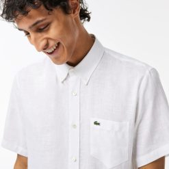 Chemises | LACOSTE Chemise A Manches Courtes Homme Lacoste En Lin