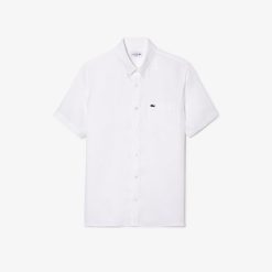 Chemises | LACOSTE Chemise A Manches Courtes Homme Lacoste En Lin