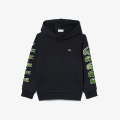 Vetements Fille | LACOSTE Sweatshirt A Capuche Avec Crocodiles Contrastes