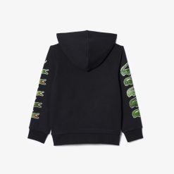 Vetements Fille | LACOSTE Sweatshirt A Capuche Avec Crocodiles Contrastes