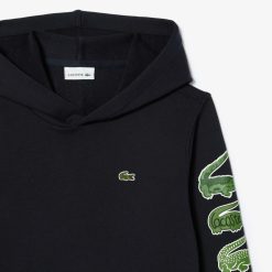 Vetements Fille | LACOSTE Sweatshirt A Capuche Avec Crocodiles Contrastes