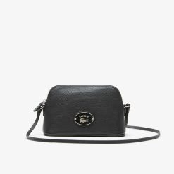 Sacs A Bandouliere | LACOSTE Sac Dome Femme Lacoste En Cuir Graine A Bandouliere