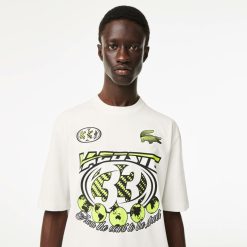 T-Shirts | LACOSTE T-Shirt Homme Lacoste Loose Fit Imprime En Jersey De Coton