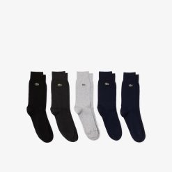 Chaussettes | LACOSTE Lot De 5 Paires De Chaussettes Montantes Unies En Coton Bio