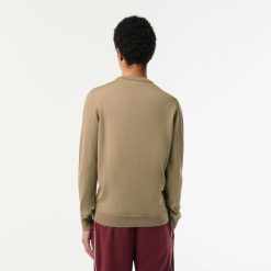 Pullovers | LACOSTE Pull A Col Rond En Laine Merinos Unie