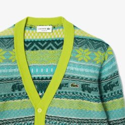 Pullovers | LACOSTE Cardigan Motif Fair Isle En Laine Et Alpaga