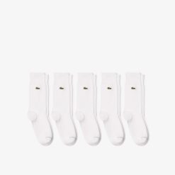 Chaussettes | LACOSTE Lot De 5 Paires De Chaussettes Montantes Unies En Coton Bio