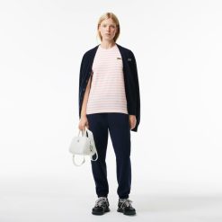 T-Shirts | LACOSTE T-Shirt Femme Loose Fit Lacoste A Rayures En Jersey De Coton