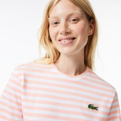 T-Shirts | LACOSTE T-Shirt Femme Loose Fit Lacoste A Rayures En Jersey De Coton