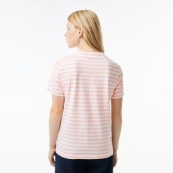 T-Shirts | LACOSTE T-Shirt Femme Loose Fit Lacoste A Rayures En Jersey De Coton