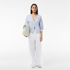 Pullovers | LACOSTE Cardigan Col V Femme Lacoste En Coton Biologique