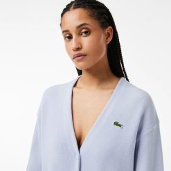 Pullovers | LACOSTE Cardigan Col V Femme Lacoste En Coton Biologique