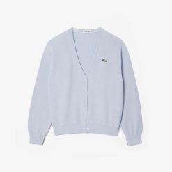 Pullovers | LACOSTE Cardigan Col V Femme Lacoste En Coton Biologique