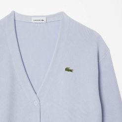 Pullovers | LACOSTE Cardigan Col V Femme Lacoste En Coton Biologique