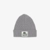 Chapeaux & Casquettes | LACOSTE Bonnet En Laine Cotelee Avec Vignette Tissee