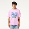 T-Shirts | LACOSTE T-Shirt Loose Fit En Jersey De Coton Avec Imprime