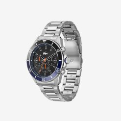 Montres | LACOSTE Montre Chronographe Tiebreaker Noire Avec Bracelet En Acier Inoxydable