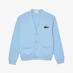 Pullovers | LACOSTE Cardigan Col V Unie Lacoste En Molleton De Coton Biologique