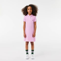 Vetements Fille | LACOSTE Robe Polo Fille En Pique De Coton Uni