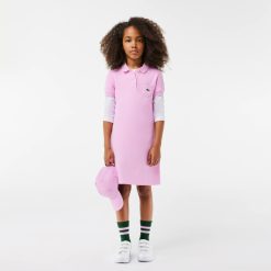 Vetements Fille | LACOSTE Robe Polo Fille En Pique De Coton Uni