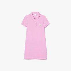 Vetements Fille | LACOSTE Robe Polo Fille En Pique De Coton Uni