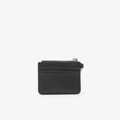 Portefeuilles & Petite Maroquinerie | LACOSTE Porte-Cartes Femme Origin Croc Lacoste Avec Mousqueton En Cuir Graine