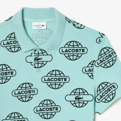 Polos | LACOSTE Lacoste Movement Polo Imprime Mappemonde En Pique Ultralight